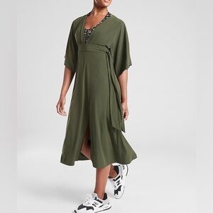 Athleta Calistoga Wrap Maxi Dress in Green (Tuscan Olive) • S